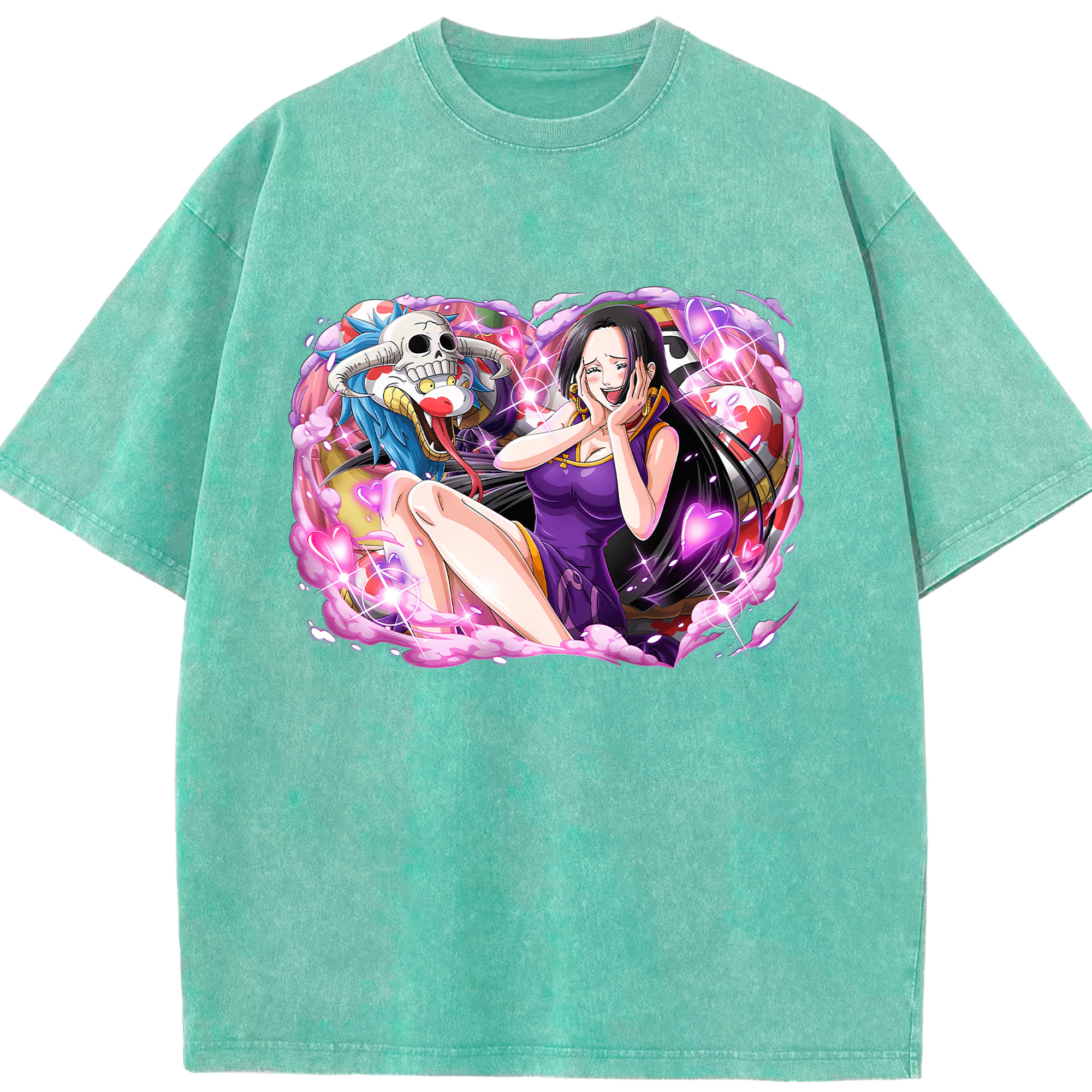 ワンピース ボア・ハンコック ONE PIECE Boa·Hancock 綿100% ヴィンテージ風 半袖Tシャツ（フロントプリント）